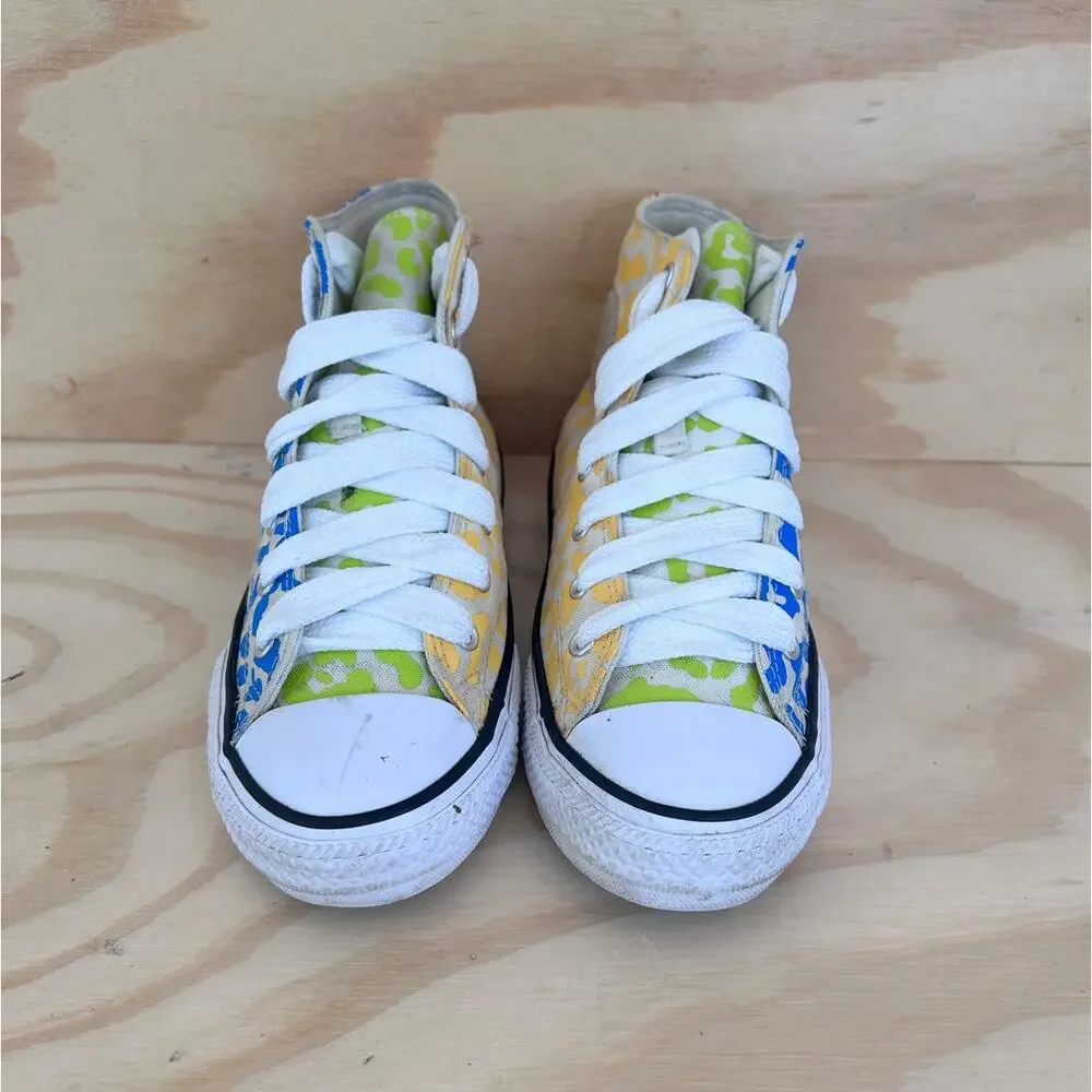 Converse All Star -CT Hi Leopard Print-Sneakers-Yellow/Blue-Big Kids -4 -672089F